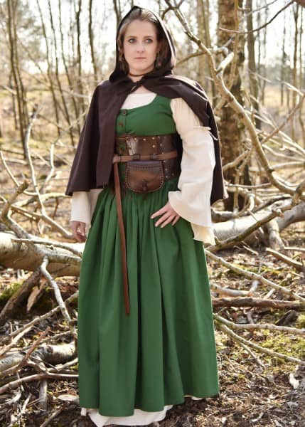 Vestido medieval sin mangas, vestido de correa Lene, verde, Rojo o Marrón 1280022860